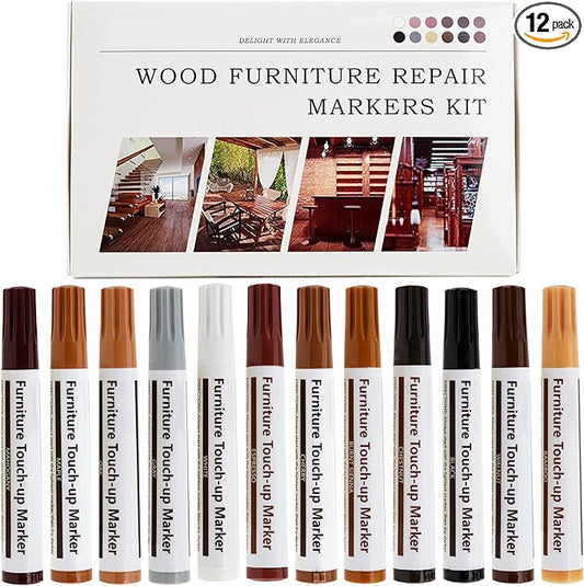 New Upgrade Furniture Pens for Touch Up, 12 Colors Wood Scratch Repair Markers by SEISSO