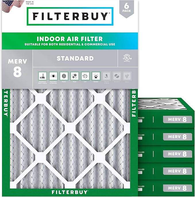 Filterbuy 24x30x2 Air Filter MERV 8 Dust Defense Replacement, Electrostatic by Filterbuy