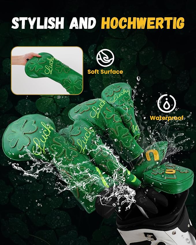 Golf Headcovers Golf Club Head Covers Four Leaf Clover Good Luck Charm - Image 5