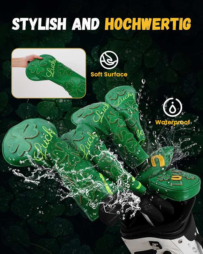 Golf Headcovers Golf Club Head Covers Four Leaf Clover Good Luck Charm - Image 4