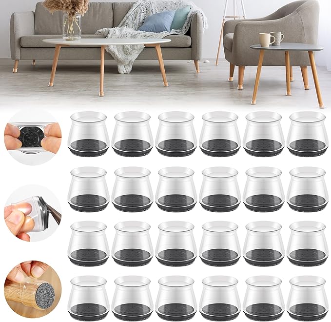24PCS Upgraded Silicone Chair Leg Floor Protectors by Violibar