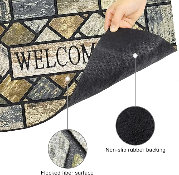 CHICHIC 18 x 30 Inch Square Welcome Door Mat Front Doormat Outdoors - Image 4