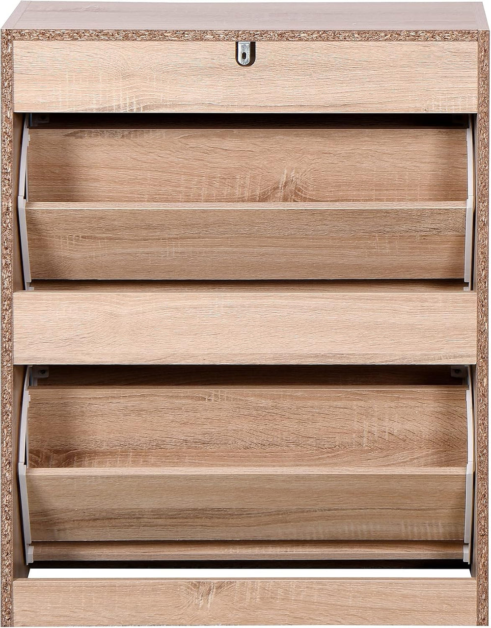 Shoe Cabinet, 2 Flip Drawers Wooden Freestanding Shoe Rack, Wooden Shoe Stora...