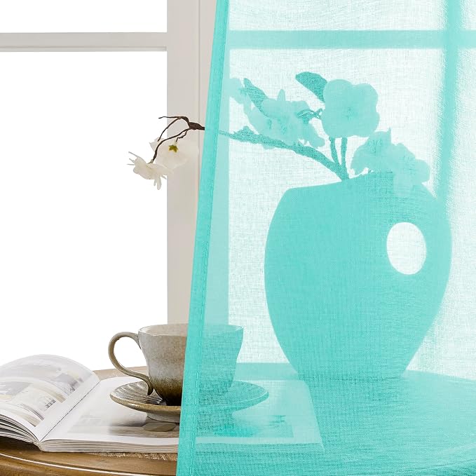 Tollpiz Sheer Door Curtain Closet Linen Textured Curtain Sheers Doorway Light - Image 9