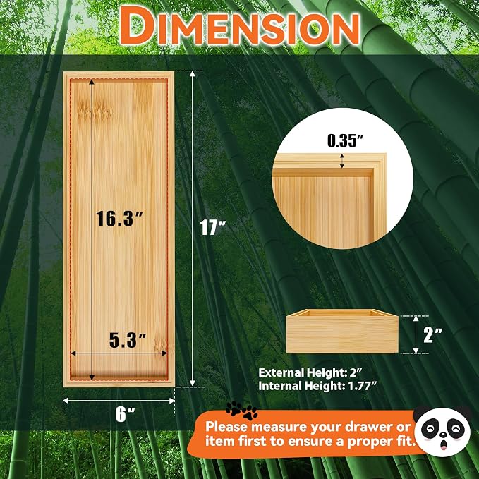 Bamboo Drawer Organizer for Kitchen & Bath, Extra Large Stackable Tray for - Image 2