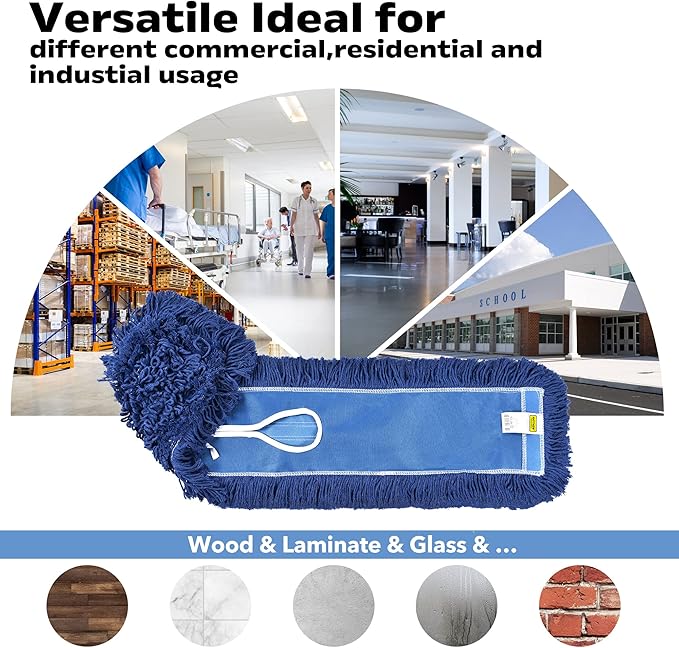 MATTHEW CLEANING 24'' Industrial Strength Cotton Dust Mop Refill Washable - Image 4