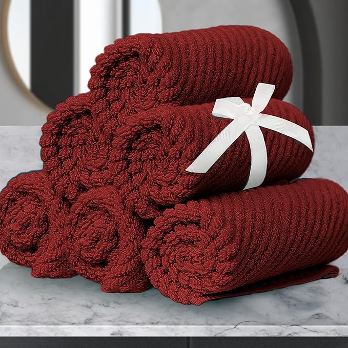 VOOVA & MOVAS Red Washcloths, Bath Hand Towels Set by VOOVAMOVAS