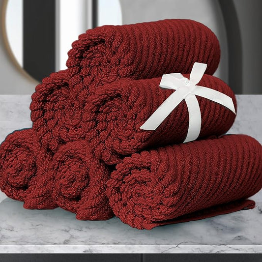 VOOVA & MOVAS Red Washcloths, Bath Hand Towels Set by VOOVAMOVAS