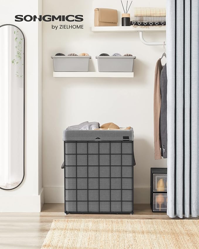 SONGMICS Laundry Hamper, 23.8 Gal. Laundry Basket, Collapsible Clothes Hamper - Image 2