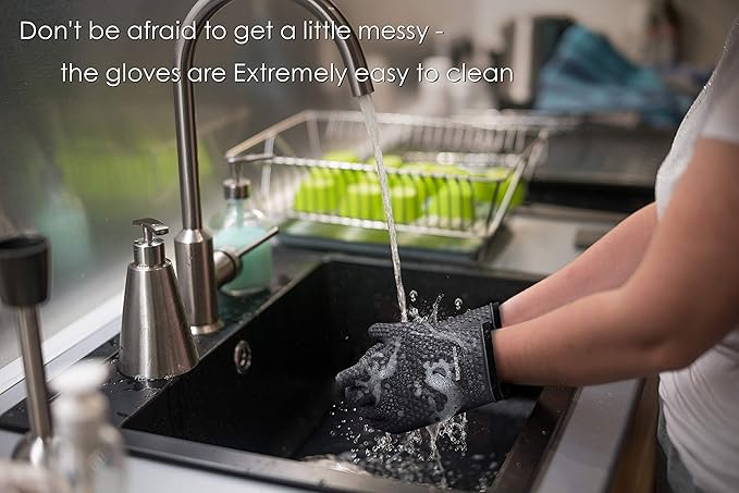 KITCHEN PERFECTION S Silicone Smoker Oven Gloves -Extreme Heat Resistant BBQ - Image 3
