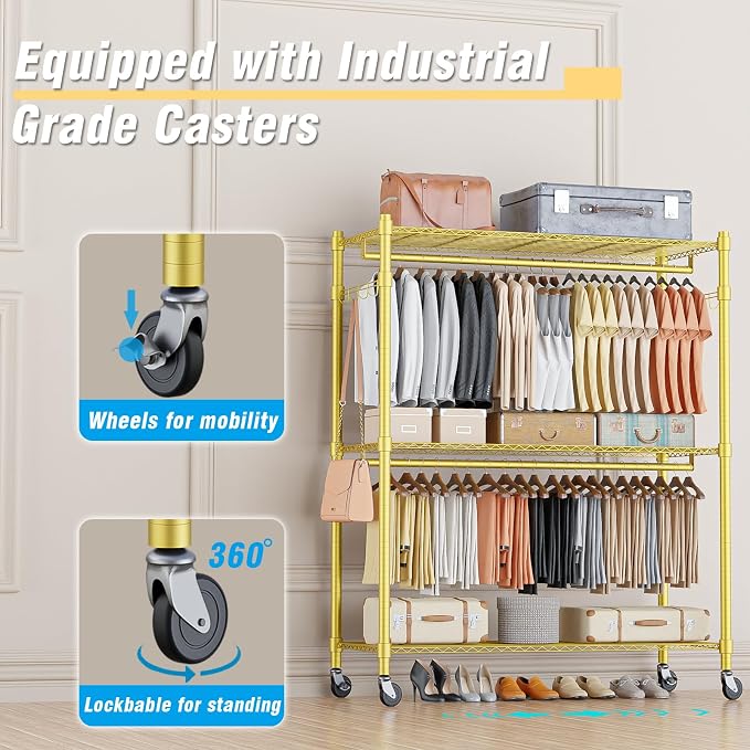 Homdox Gold Heavy Duty Clothes Rack - Image 3