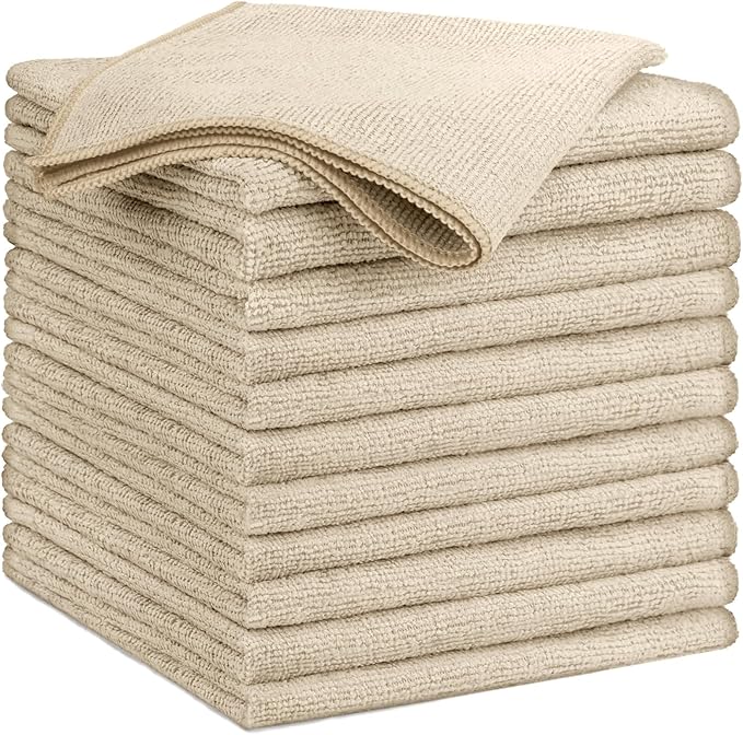 GLIMGLINT Brown Microfiber Cleaning Cloth, 12 Pack Cleaning Towels by Unknown
