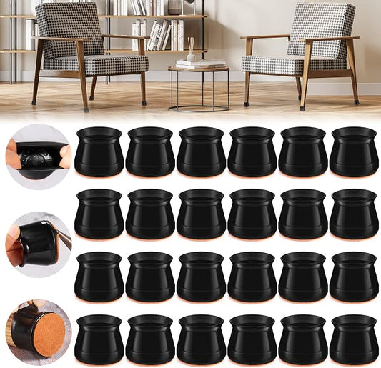 24PCS Upgraded Silicone Chair Leg Floor Protectors by Violibar