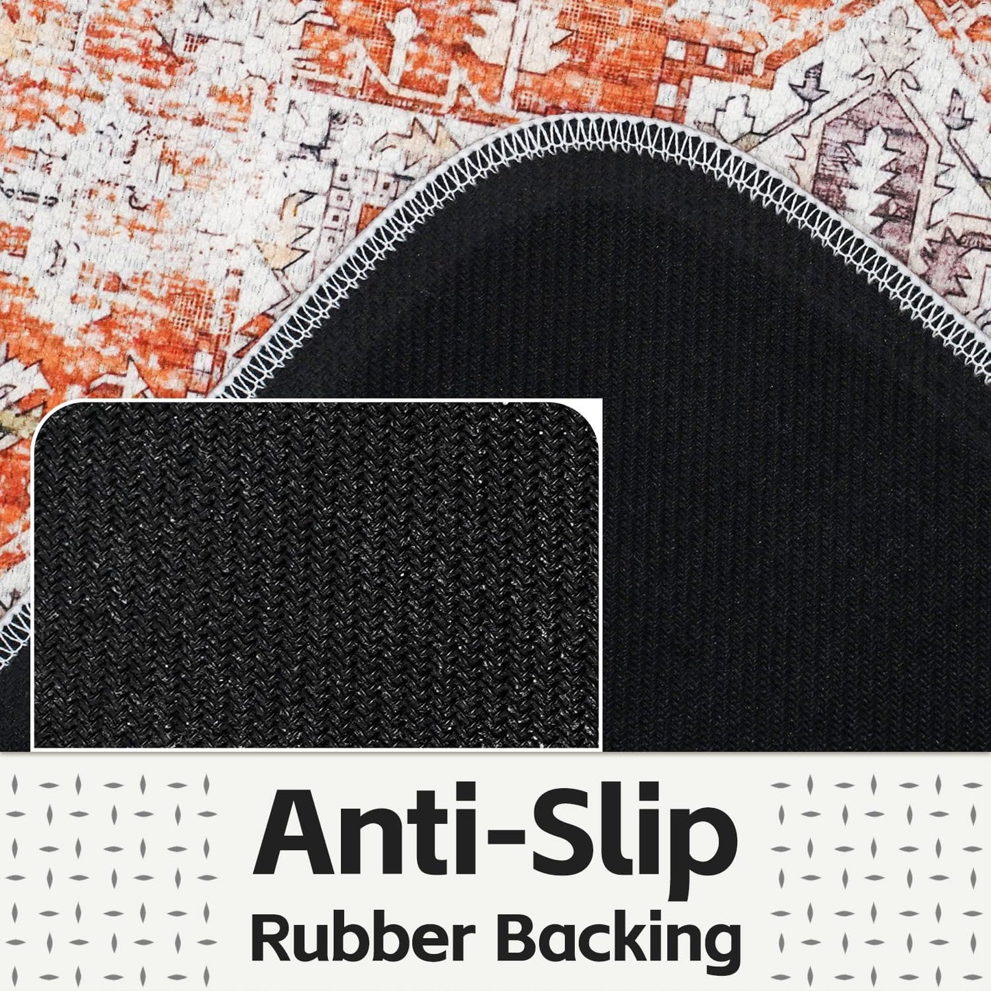 Thin Bath Mats for Bathroom Under Door, Vintage Boho Bathroom Rugs Non Slip with Rubber Backing, Quick Dry Washable Cute Small Bath Rug for Shower, Tub, Sink Floor, Orange,1'5"x2'3"