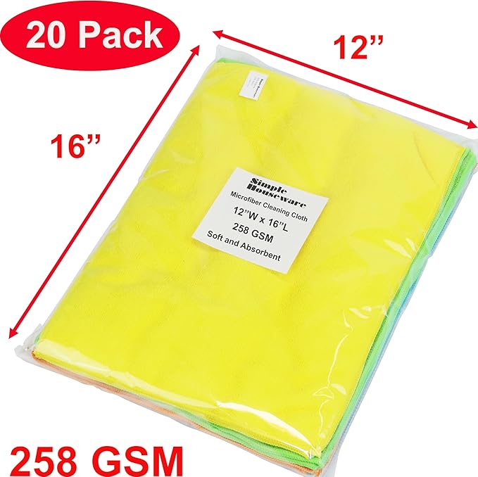 Simple Houseware Microfiber Cleaning Cloth 20 Pack, 4 Colors - Image 2