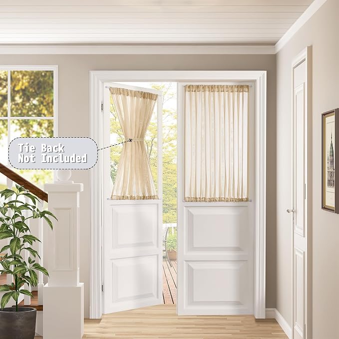 Tollpiz Short Sheer Linen Textured Curtain Sheers Doorway Light Filtering Voile - Image 2