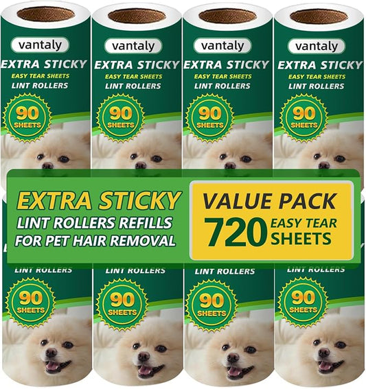 Extra Sticky Lint Roller Refills, Fits Most 3.9"-4" Standard Size Lint Roller by vantaly