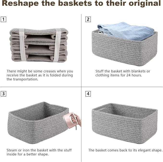 3 Pack Small Storage Baskets for Organizing, Cute Woven Decorative Gift Baskets - Image 8