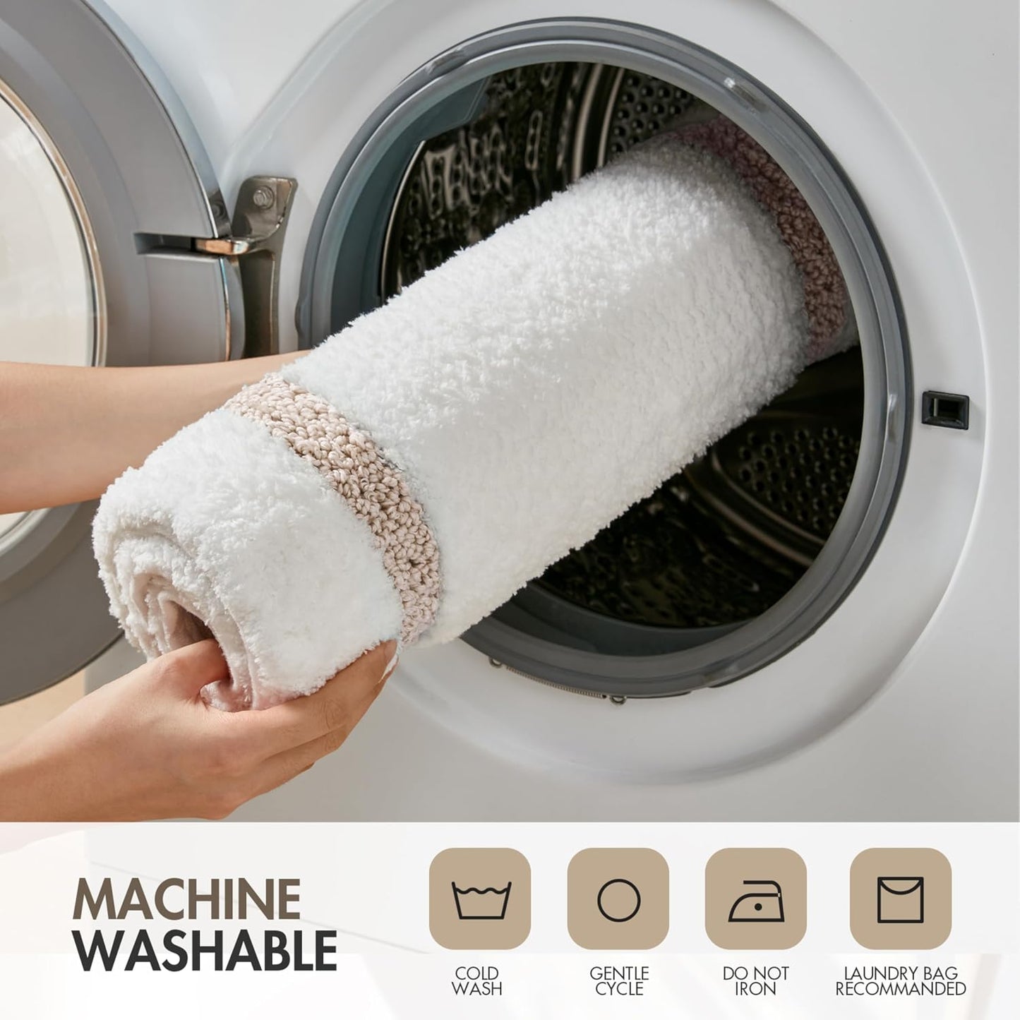 Madison Park Roan Bath Rug 17x24, Thick Absorbent Microfiber Bathroom Mat, Non Slip TPR Backing, Machine Washable, Oeko-TEX Certified, Hotel-Inspired Tufted Plush Design, Beige