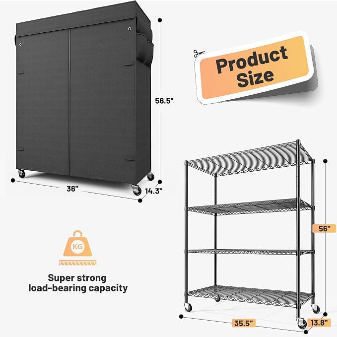 REIBII 4-Tier Storage Shelves Wire Shelving Unit - Image 3