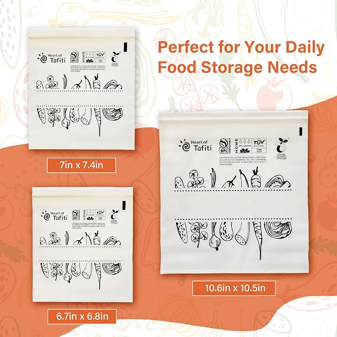 Compostable Food Storage Bags 110 Count, Extra Thick and Reusable, Eco-Friendly - Image 2
