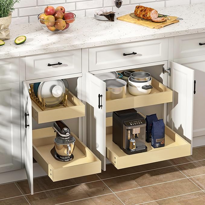 WelFurGeer Heavy-Duty Plywood Pull-Out Cabinet Drawers, Smooth Slide-Out Shelves - Image 2