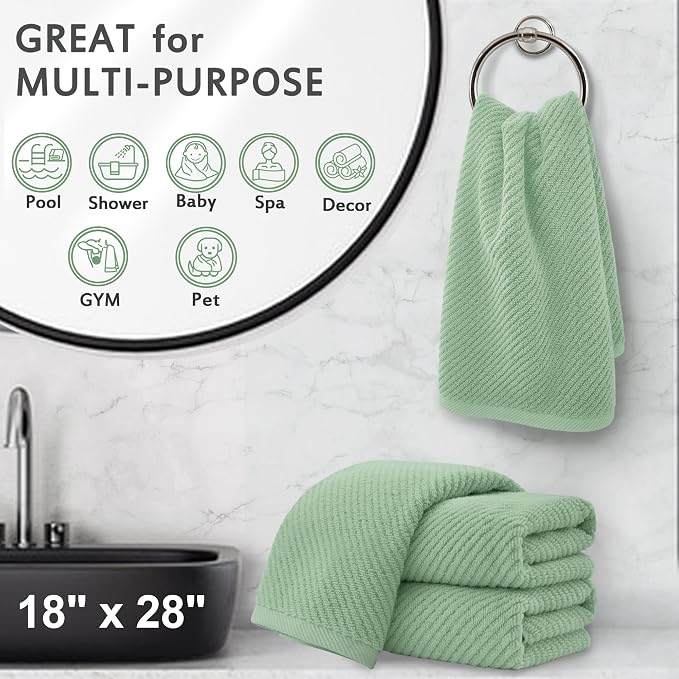 VOOVA & MOVAS Hand Towels for Bathroom Set of 4, Large 18" x 28", 100% Cotton | - Image 5