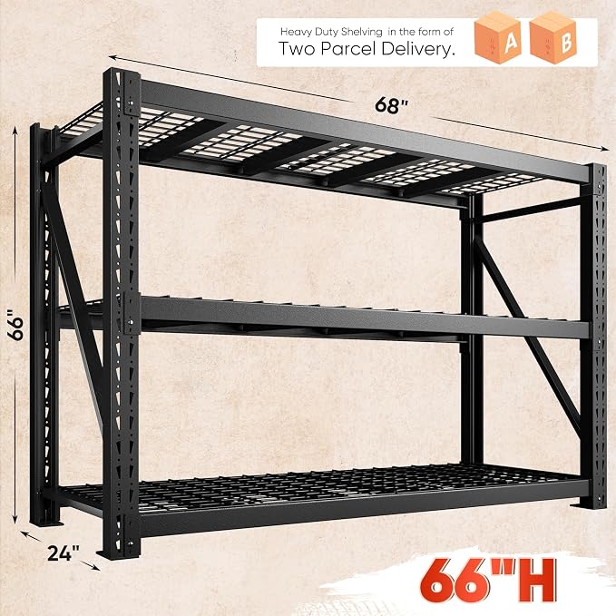 Bepatio 7014LBS Garage Shelving Heavy Duty 67.6W Storage Shelves Adjustable - Image 3