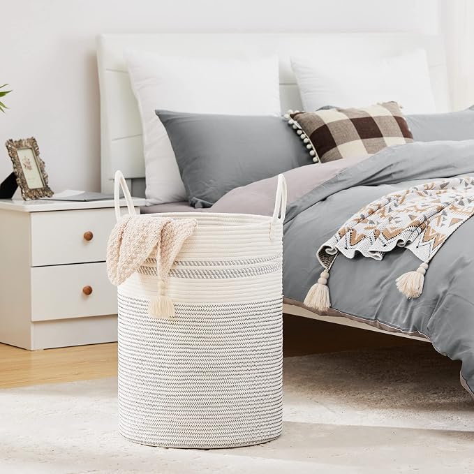 Fiona's magic 58L Woven Rope Laundry Hamper, Tall Boho Laundry Basket Storage - Image 7