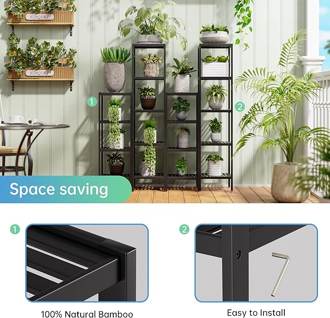 SMIBUY Bathroom Storage Shelf, 5-Tier Bamboo Rack Organizer - Image 6