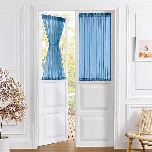Tollpiz Short Sheer Door Curtain Closet Linen Textured Curtain Sheers Doorway by Tollpiz