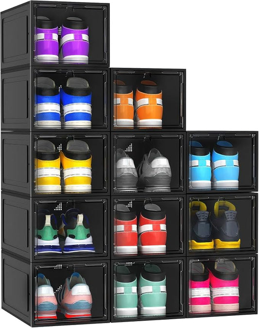 12 Pack Hard Sturdy Thickened Rigid XX Large Shoe Storage Organizer by FJFEOIYE