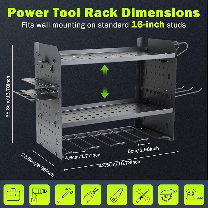 Wall Mount for EGO-Compatible Tools – 3-Layer Adjustable Garage Organizer - Image 2