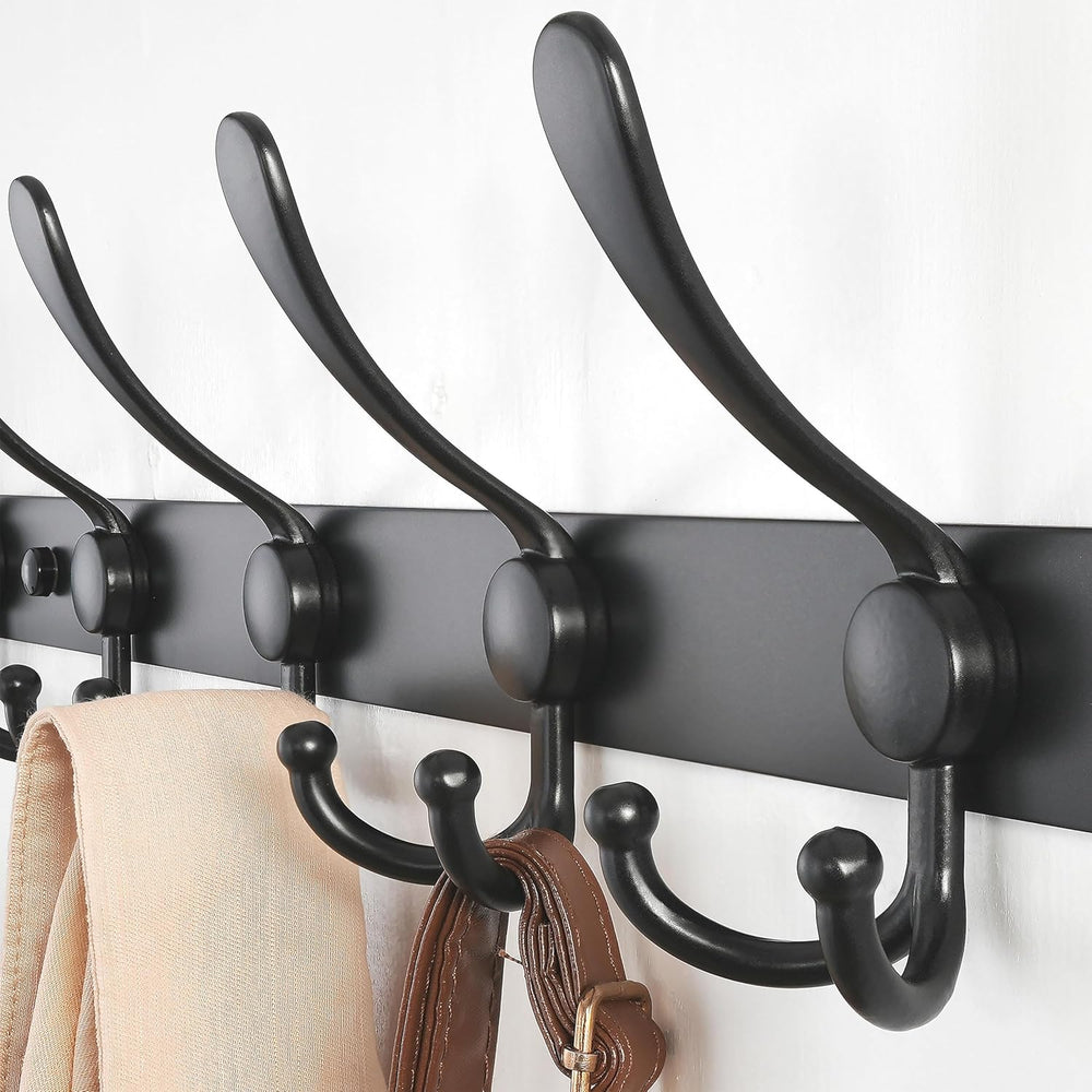 Dseap Coat Rack Wall Mount - 38” Long 10-Tri-Hooks Heavy Duty Coat Hanger Rai...