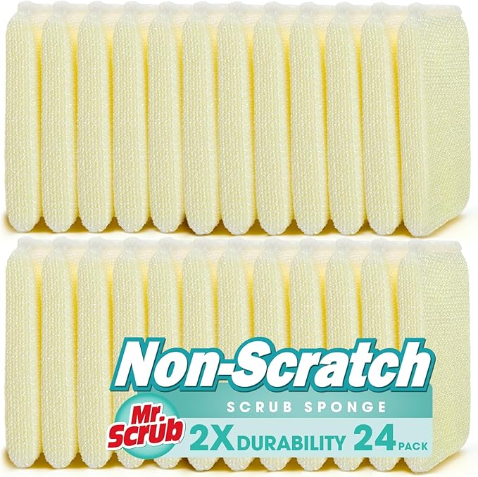 Sponges Kitchen Scrub Dish Sponge Scouring Pad, 24 Pads Cleaning Brush by MrScrubCleaninghelpers
