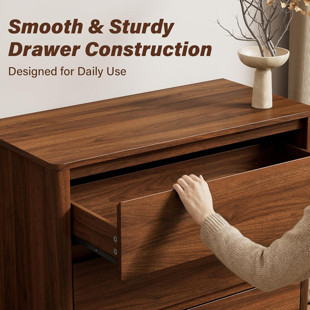 Furniway 31.5" Mid-Century Modern Dresser for Bedroom, 3 Drawer Small Ch...