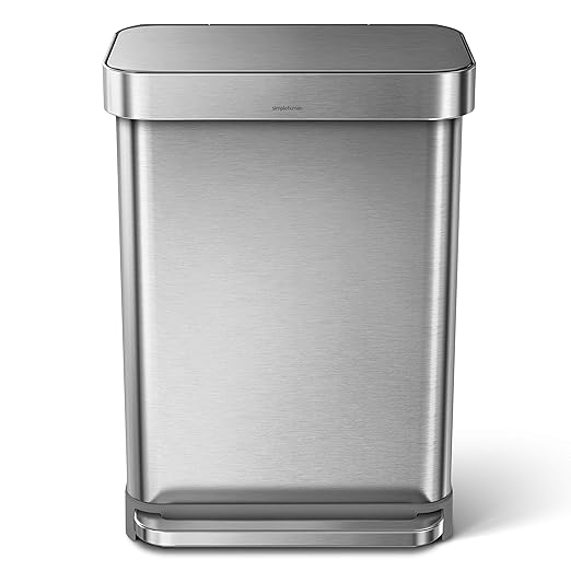 simplehuman 55 Liter / 14.5 Gallon Rectangular Hands-Free Kitchen Step Trash Can - Image 5