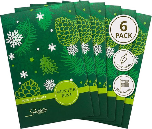 Simplicity Scents Winter Pine Scented Sachets Pack of 6, Fall & Winter by FloralSimplicity