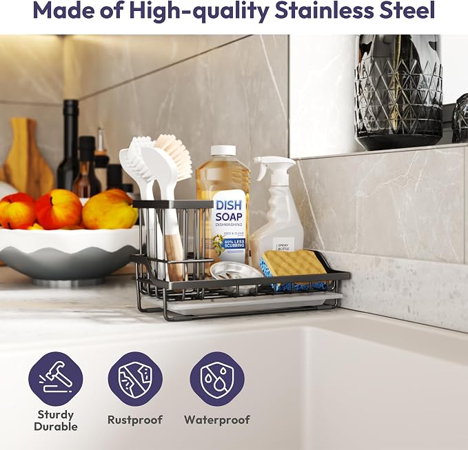 SWTYMIKI Large Sink Caddy Kitchen Sink Organizer - Image 3