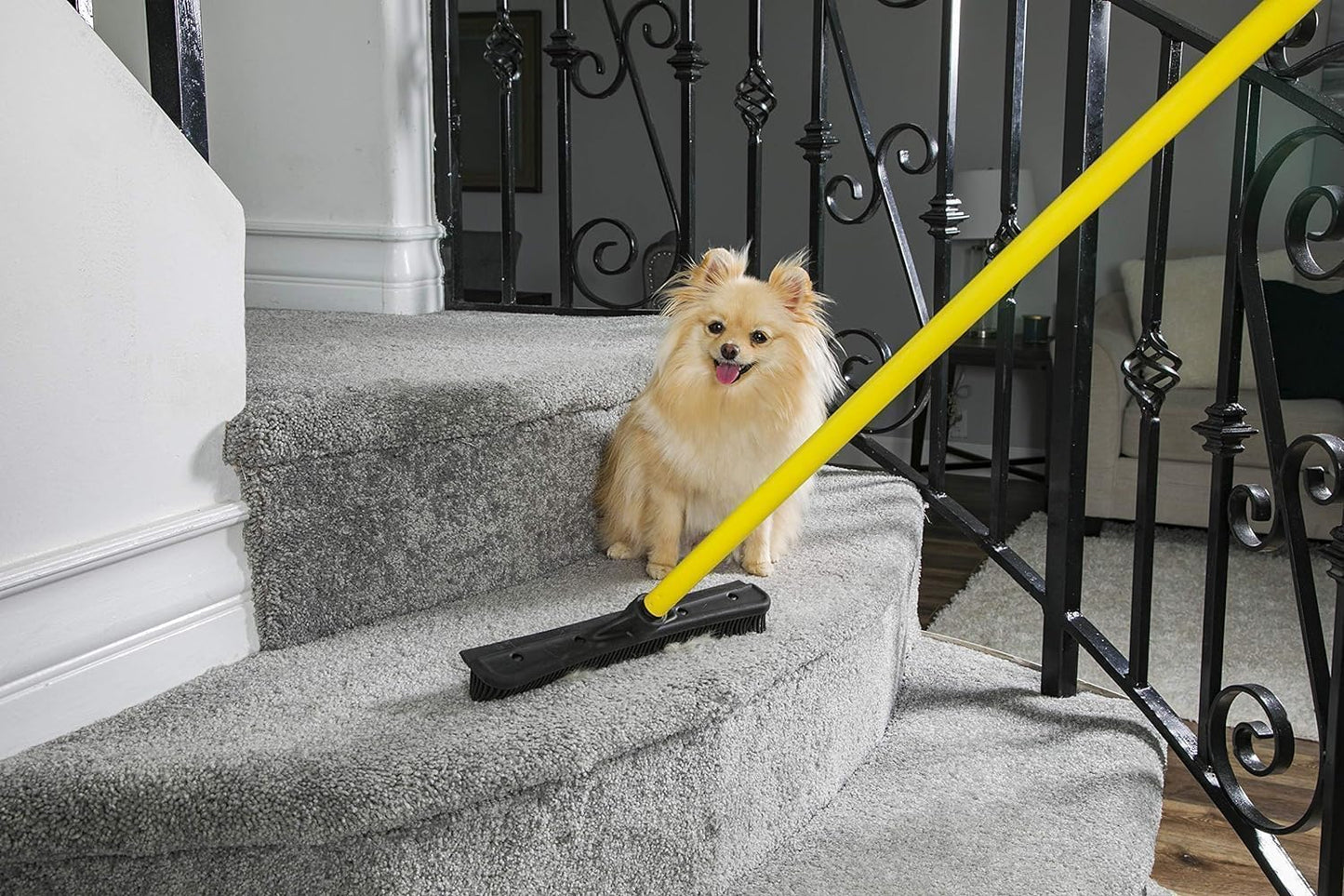 FURemover Pet Hair Removal Rubber Broom, 58" Telescopic Handle