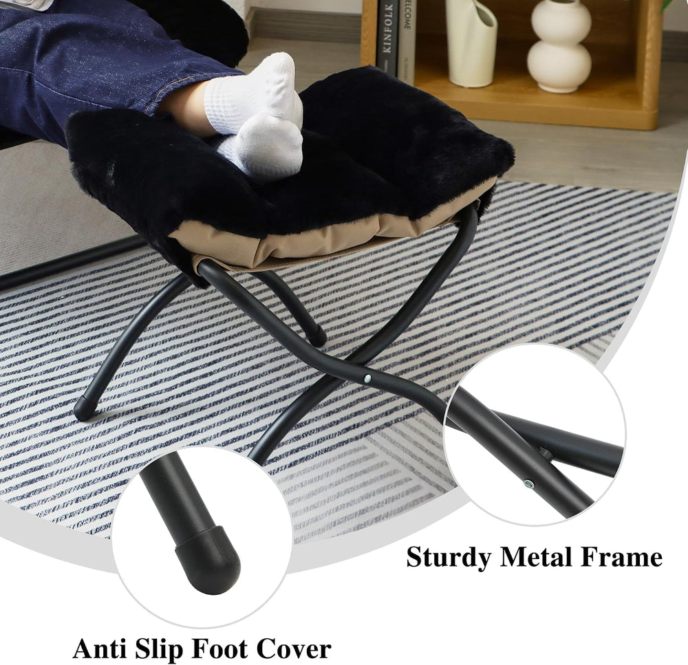 15"(H) Folding Ottoman, Foldable Footrest Stool, Portable Small Foot Sto...