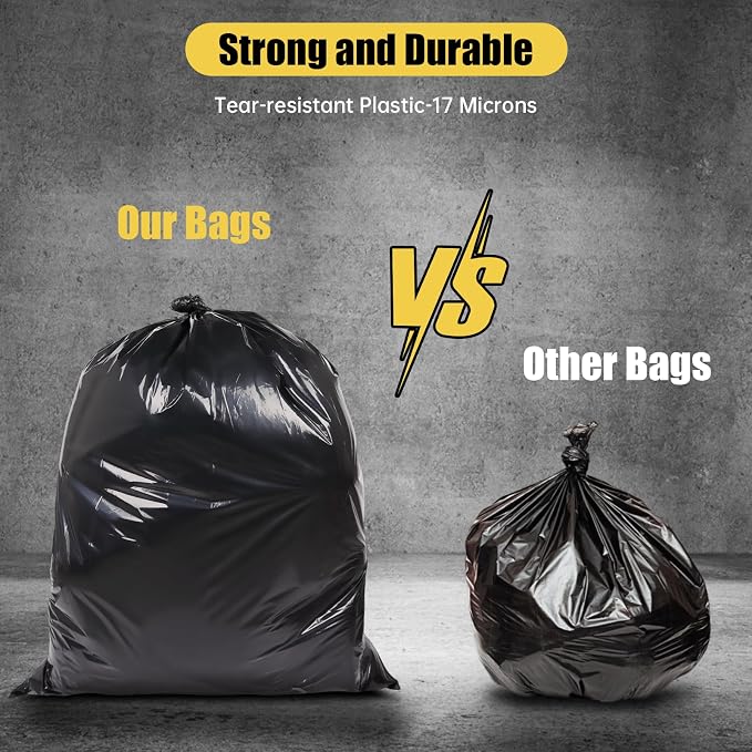 Heavy Duty Extra Large 55 Gallon Black Trash Bags, 1.92 Mil Industrial Garbage - Image 7