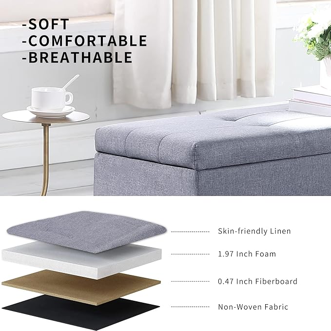 Hinged Storage Ottoman Set of 3 - Image 4
