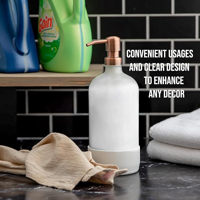 32 oz Glass Pump Bottle Rustproof Stainless Steel Pump, and Lids. Modern - Image 6