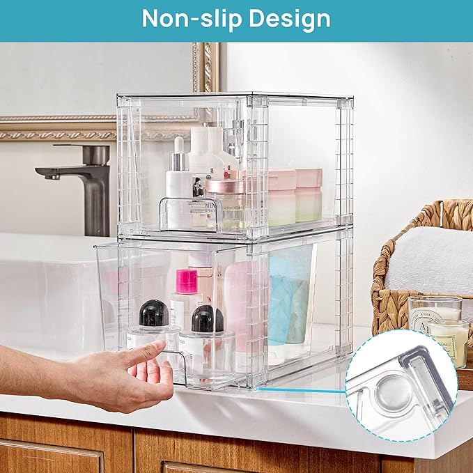Vtopmart 6 Pack Large Stackable Storage Drawers, Easily Assemble Acrylic - Image 5