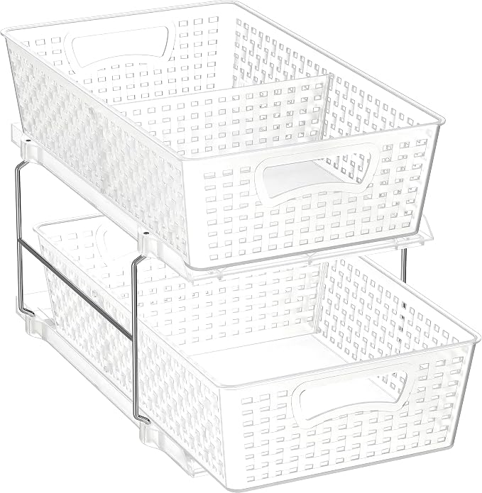 Simple Houseware 2 Tier Bathroom Organizer Tray Pull-Out Sliding by SimpleHouseware