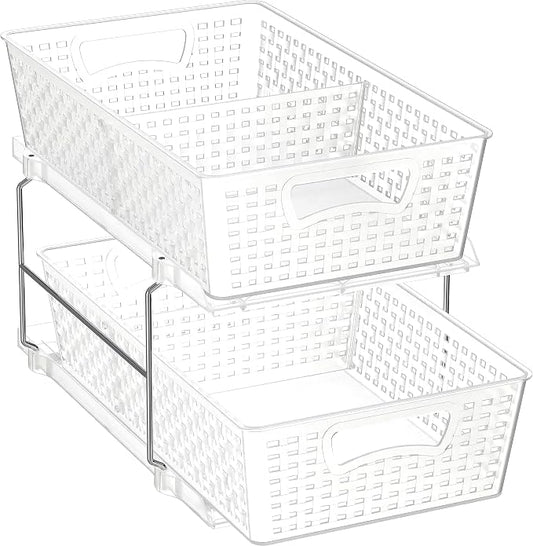 Simple Houseware 2 Tier Bathroom Organizer Tray Pull-Out Sliding by SimpleHouseware