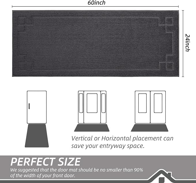 BEQHAUSE Door Mat 24" x 60", Non-Slip Door Mats Indoor Entryway Rugs Washable - Image 2