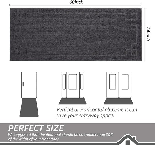 BEQHAUSE Door Mat 24" x 60", Non-Slip Door Mats Indoor Entryway Rugs Washable - Image 2