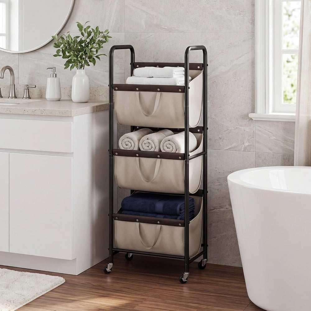 GRANNY SAYS 3 Tiered Laundry Sorter, Narrow Hamper Cart with Wheels